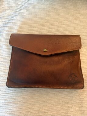 Patricia Nash Rich Brown Italian Leather Envelope Clutch 10x7.5